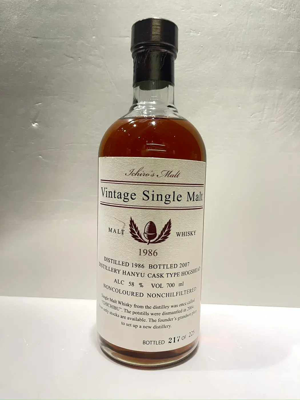 Hanyu 1986 Ichiro's Malt Vintage Single Malt 58.0 abv (1 BT70) — Hanyu, Japan